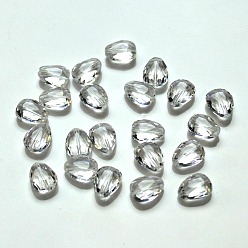 Clair Imitations de perles de cristal autrichien, grade de aaa, facette, larme, clair, 12x9x3.5mm, Trou: 0.9~1mm