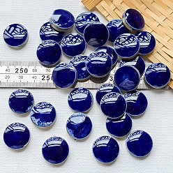 Azul Oscuro Azulejos de mosaico de porcelana, mosaicos de forma irregular, para manualidades de mosaico de bricolaje, marcos de cuadros, plano y redondo, azul oscuro, 15~60x5 mm, sobre 100 g / bolsa