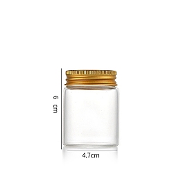 Золотой Колонна стеклянная винтовая верхняя трубка для хранения шариков, прозрачные стеклянные бутылки с алюминиевыми губками, золотые, 4.7x6 см, емкость: 60 мл (2.03 жидких унций)