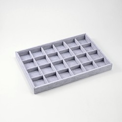Light Steel Blue Rectangle Wood Presentation Boxes, with Velours, 24 Compartments, Light Steel Blue, 24x35.5x3cm