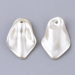 Beige Colgantes de perlas de imitación de plástico abs, pétalo / hoja, crema, 24x16.5x4.5 mm, Agujero: 1.5 mm, sobre 1045 unidades / 500 g
