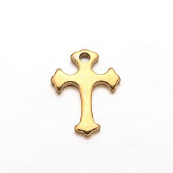 Golden Cross 304 Stainless Steel Charms, Golden, 12x8.5x1mm, Hole: 1mm