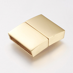Oro 304 cierres magnéticos de acero inoxidable con extremos para pegar, revestimiento de iones (ip), Rectángulo, dorado, 21x16.5x4.5 mm, agujero: 2.5x15 mm