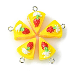 Yellow Opaque Resin Imitation Food Pendants, Cake Charm, with Platinum Plated Iron Loops, Yellow, 19.5x13.5x13mm, Hole: 2mm