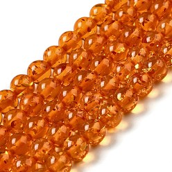 Corail Brins de perles d'ambre imitation résine, ronde, corail, 8mm, Trou: 0.8mm, Environ 51~52 pcs/chapelet, 16.14''~16.54'' (41~42 cm)
