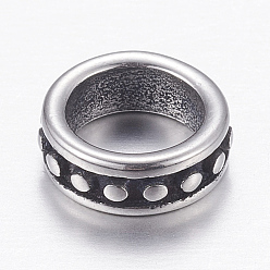 Antique Silver 304 Stainless Steel Beads, Ring, Antique Silver, 8x3mm, Hole: 6mm