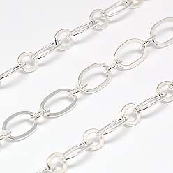 Silver Brass Figaro Chains, Soldered, with Spool, Oval and Round Link Chains, Silver, 5.5x0.5mm, about 82.02 Feet(25m)/roll