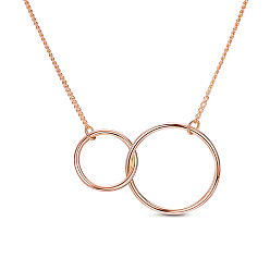 Rose Gold SHEGRACE Trendy 925 Sterling Silver Necklace, with Interlocking Rings Pendant, Rose Gold, 17.7 inch
