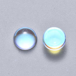 Clear AB Transparent Glass Cabochons, AB Color Plated, Half Round/Dome, Clear AB, 8x4mm