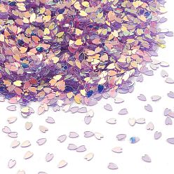 Фиолетовый Пластиковые бусины с блестками, шитье ремесленных украшений, сердце, фиолетовые, 3x2x0.2 мм