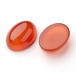Orange Red Grade A Natural Red Agate Oval Cabochons, Dyed, Orange Red, 18x13x7mm