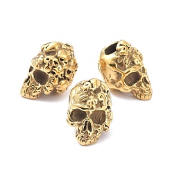 Golden Ion Plating(IP) 304 Stainless Steel Beads, Skull, Golden, 15x11x11.5mm, Hole: 4mm