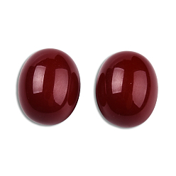 Dark Red Resin Beads, Imitation Jade, Half Drilled, Oval, Dark Red, 20x16mm, Half Hole: 1.2mm