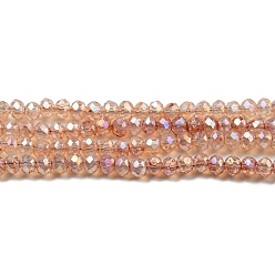 Marron Sablonneux Brins de perles de verre peint à cuisson transparente, couleur ab , facette, ronde, Sandy Brown, 2.5x2mm, Trou: 0.7mm, Environ 148~152 pcs/chapelet, 12.05~12.36 pouce (30.6~31.4 cm)