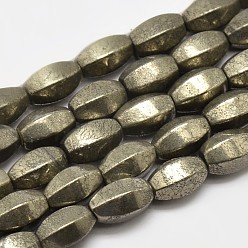 Pyrite Natural Pyrite Lantern Beads Strands, 10x9mm, Hole: 1mm, about 39pcs/strand, 15.7 inch