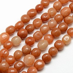 Red Aventurine Natural Red Aventurine Nuggets Beads Strands, Tumbled Stone, 9~14x9~14mm, Hole: 1mm, about 38pcs/strand, 15.5 inch