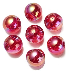 Brique Rouge Placage uv transparent perles acryliques irisées arc-en-ciel, ronde, firebrick, 18.5mm, Trou: 4mm