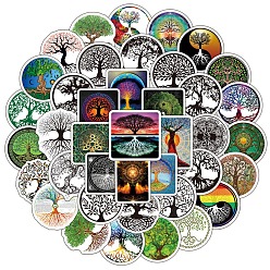 Colorido 50 piezas pegatinas de imagen de pvc, árbol de la vida pegatinas, colorido, 45~75 mm