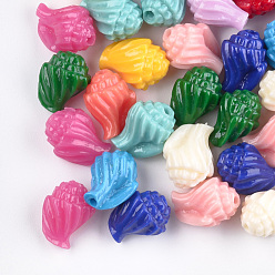 Mixed Color Synthetic Coral Beads, Dyed, Spiral Shell, Mixed Color, 12x10x8mm, Hole: 1.5mm