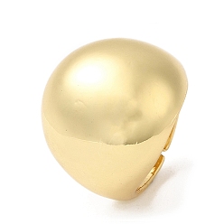 Chapado en Oro Real 18K Anillos de puño abiertos con cúpula lisa de latón chapado en estante, sin plomo y cadmio, real 18 k chapado en oro, tamaño de EE. UU. 7 1/4 (17.5 mm)