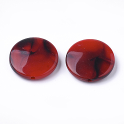 Rouge Perles acryliques, pierre d'imitation, plat rond, rouge, 21x5mm, trou: 1.5 mm, environ 312 pcs / 500 g