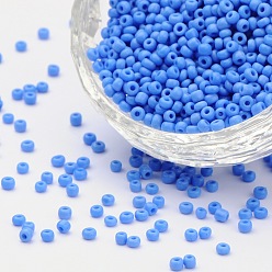 Bleu Bleuet 12/0 perles de rocaille de verre, opaque graine de couleurs, petites perles artisanales pour la fabrication de bijoux bricolage, ronde, trou rond, bleuet, 12/0, 2mm, Trou: 1mm, environ3333 pcs / 50 g, 50 g / sac, 18sacs/2livres