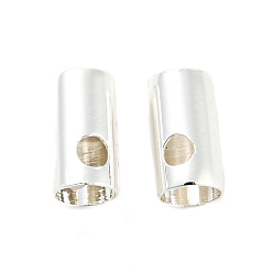 Plata Perla de latón chapado en rack, columna, plata, 6.8x3.7 mm, agujero: 1.6 mm.