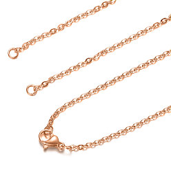 Oro Rosa Toma de collar de cadena de cable 304 de acero inoxidable, con cierre de langosta, oro rosa, 18.5 pulgada ~ 18.8 pulgada (47~47.8 cm), 2 mm, agujero: 2.5 mm