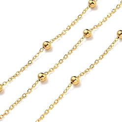 Real 18K Gold Plated 304 Stainless Steel Satellite Chains, Soldered, with Spool, Real 18K Gold Plated, 2x1x0.5mm, Bead: 4x3mm, 10m/roll