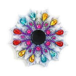 Couleur Mélangete 5d bricolage diamant peinture mandala bout des doigts gyro spinner kits, y compris pendentif en cristal, strass de résine, stylo, plateau & colle argile, couleur mixte, 90x90mm