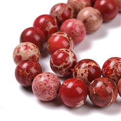 Rouge Brins de perles de jaspe impérial synthétiques, teint, ronde, rouge, 10mm, Trou: 1mm, Environ 40 pcs/chapelet, 15.5 pouce