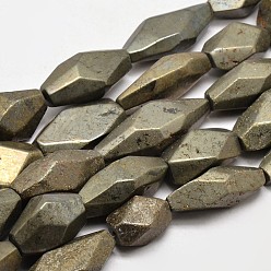 Pyrite Natural Pyrite Nuggets Beads Strands, 20~55x14~20x8~20mm, Hole: 1mm, 15.7 inch