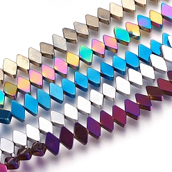 Mixed Color Electroplate Non-magnetic Synthetic Hematite Bead Strands, Polished, Rhombus, Mixed Color, 6x10x3mm, Hole: 1mm, about 65~66pcs/strand, 15.3 inch~15.7 inch(39~40cm)