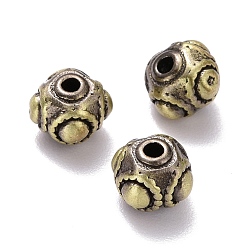 Brushed Antique Bronze Tibetan Style Brass Beads, Cadmium Free & Lead Free, Square, Brushed Antique Bronze, 7x7x5.5mm, Hole: 1.4mm