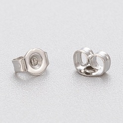 Stainless Steel Color 304 Stainless Steel Ear Nuts, Butterfly Earring Backs for Post Earrings, Stainless Steel Color, 4x3x2mm, Hole: 0.8mm