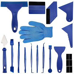 Azul Juego de herramientas multifunción protector de película de cambio gorgecraft, Incluye herramienta de corte de pegamento de vinilo para coche, micro raspadores, escobilla de goma y raspador de fieltro, azul, caja: 14.5x22.5x4.8 cm
