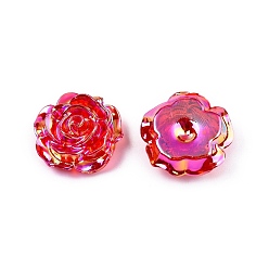 Red Transparent ABS Plastic Cabochons, Flower, Red, 19.5x7.5mm