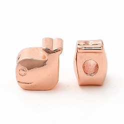 Rose Gold Rack Plating Alloy European Beads, Large Hole Beads, Long-Lasting Plated, Cadmium Free & Lead Free, Fish, Rose Gold, 13x13x9.5mm, Hole: 4mm