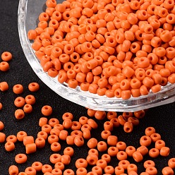 Orange Foncé 8/0 perles de rocaille de verre, opaque graine de couleurs, petites perles artisanales pour la fabrication de bijoux bricolage, ronde, trou rond, orange foncé, 8/0, 3mm, Trou: 1mm, environ1111 pcs / 50 g, 50 g / sac, 18sacs/2livres
