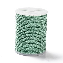 Aquamarine Braided Nylon Threads, Mambo Thread, with Spool, for Jewelry Making, Round, Aquamarine, 1mm, about 6 yards/roll