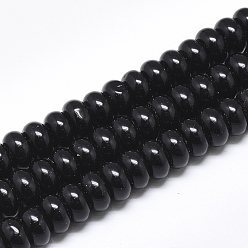 Black Onyx Natural Black Onyx Beads Strands, Rondelle, 10x6mm, Hole: 1mm, about 67pcs/strand, 15.3 inch