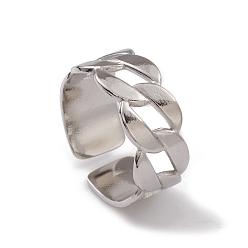 Color de Acero Inoxidable 304 cadenas de eslabones de acero inoxidable con forma de anillos de puño abiertos para mujeres, color acero inoxidable, diámetro interior: 17.8 mm