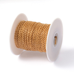 Golden 304 Stainless Steel Cable Chains, Welded, with Spool, Oval, Golden, 3x2x0.6mm, about 65.61 Feet(20m)/roll