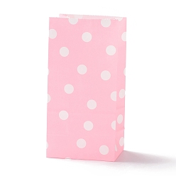 Pink Rectangle Kraft Paper Bags, None Handles, Gift Bags, Polka Dot Pattern, Pink, 9.1x5.8x17.9cm