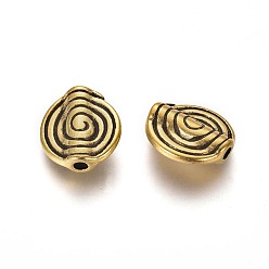 Antique Golden Tibetan Style Alloy Beads, Lead Free and Cadmium Free, Antique Golden, Flat Round, 11.5x4mm, Hole: 1.5mm.
