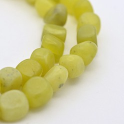 Jade Jaune  Brins de perles de jade citron naturelles, nuggets, 5~7mm, Trou: 5~7mm, environ 1 pouce