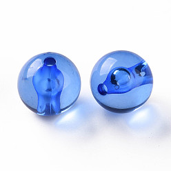 Bleu Royal Perles acryliques transparentes, ronde, bleu royal, 16x15mm, Trou: 2.8mm, environ220 pcs / 500 g