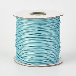 Cyan Eco-Friendly Korean Waxed Polyester Cord, Cyan, 1mm, about 169.51~174.98 Yards(155~160m)/Roll
