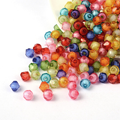 Mixed Color Transparent Acrylic Beads, Bead in Bead, Bicone, Mixed Color, 14x14x14mm, Hole: 2mm, about 480pcs/500g
