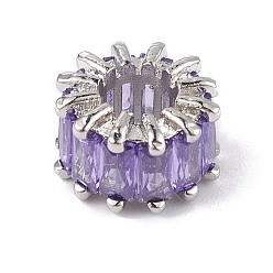 Violet Bleu Crémaillère placage micro en laiton pavent perles cubes de zircone, sans cadmium et sans plomb, plaqué longue durée, platine, colonne, bleu violet, 9x6mm, Trou: 4mm
